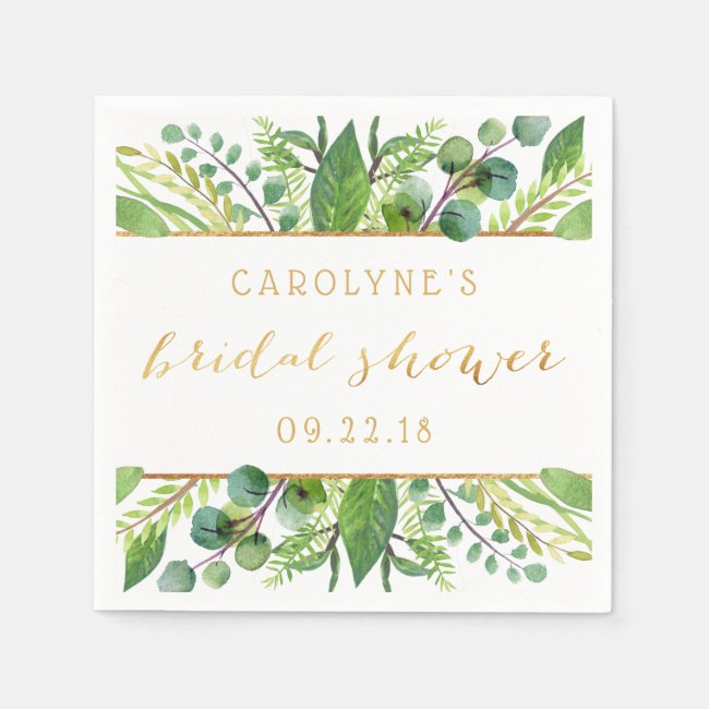 Simply Chic Greenery & Gold Bridal Shower Napkins