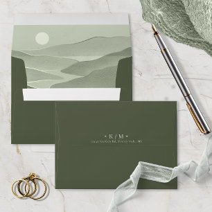 Simply Chic Landscape Wedding Sage/Moss ID1046 Envelope