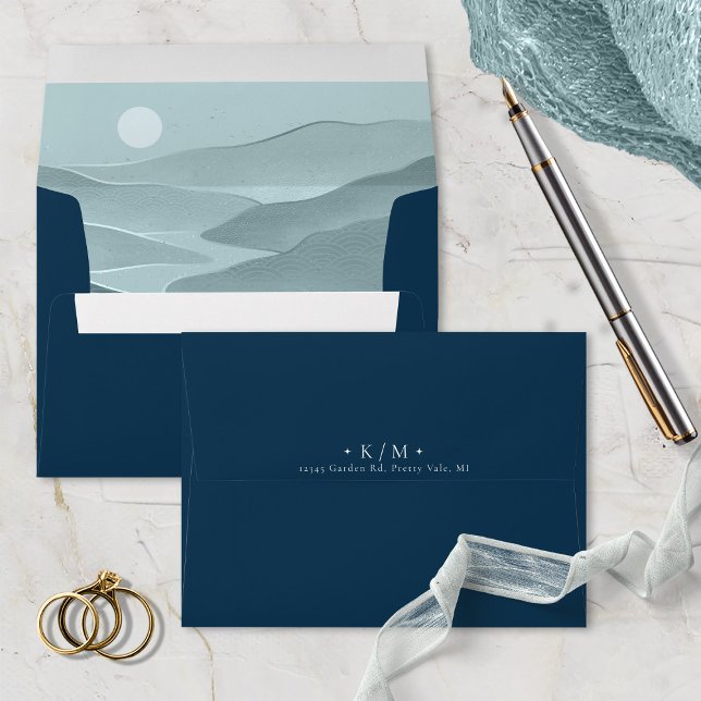 Simply Chic Landscape Wedding Teal Blue ID1046 Envelope (Creator Uploaded)