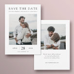 Simply Chic Modern Multi Photo Wedding  Save The Date<br><div class="desc">This simple, elegant modern photo wedding save the date flat card template features your names and details in black. It looks great with either sharp or rounded corners, try both looks in editing mode to see which grabs you! The default text color on both sides is black and the vertical...</div>