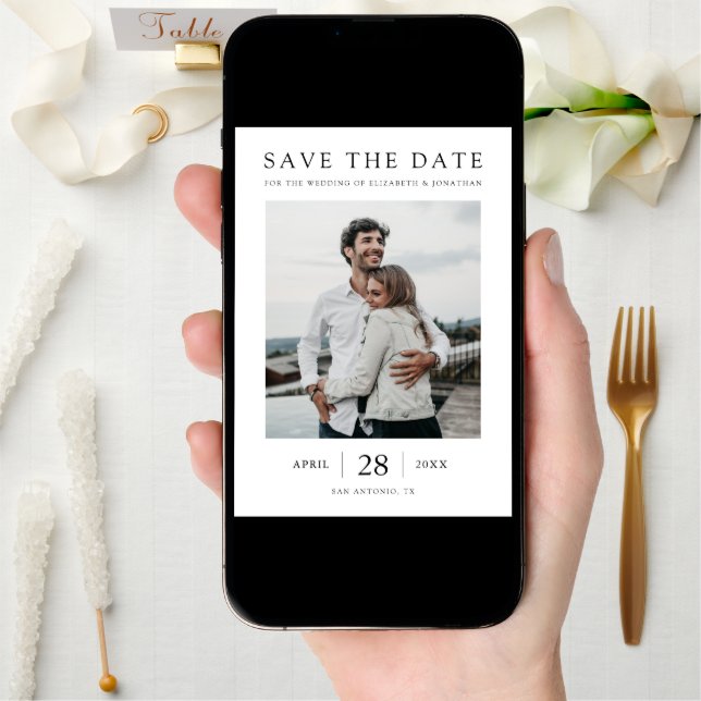 Simply Chic Modern Multi Photo Wedding  Save The Date (Front Digital)
