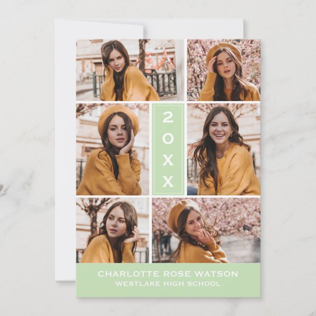 SIMPLY CHIC PHOTO COLLAGE GRADUATION INVITATION (Front)