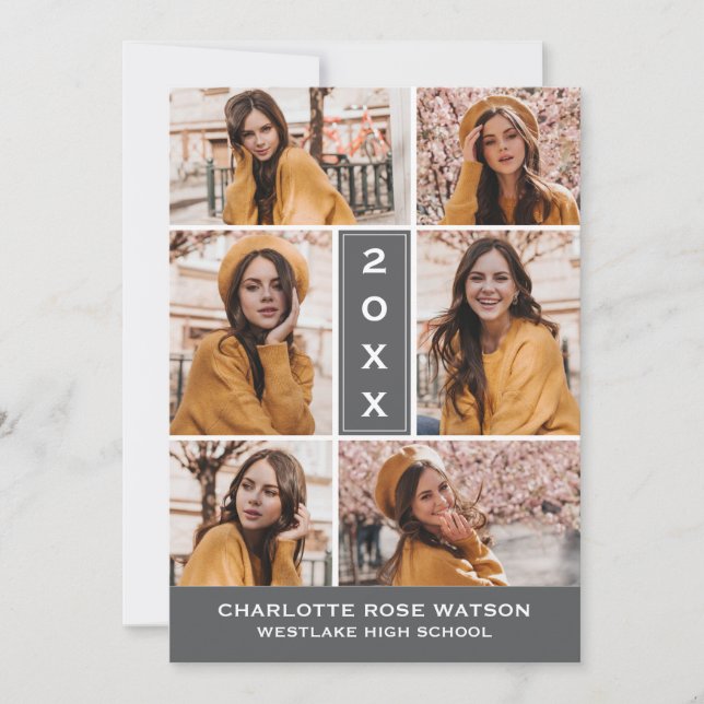 SIMPLY CHIC PHOTO COLLAGE GRADUATION INVITATION (Front)
