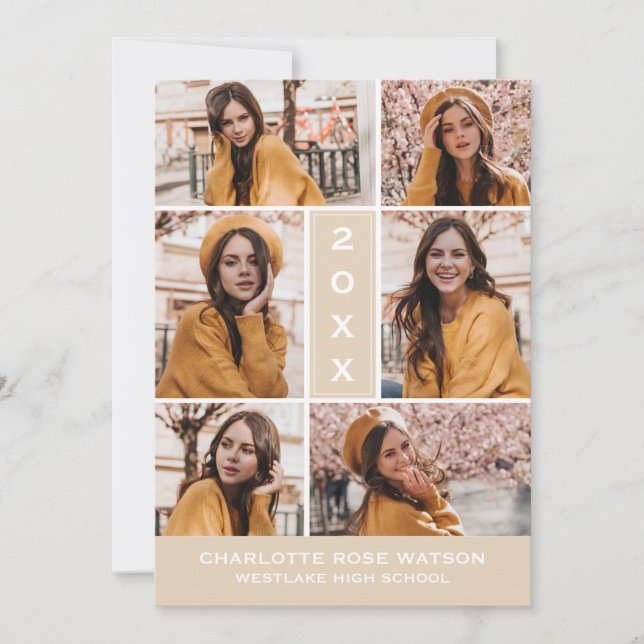 SIMPLY CHIC PHOTO COLLAGE GRADUATION INVITATION (Front)