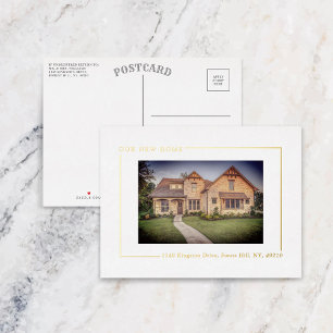Simply Chic Photo New Home Moving Real Foil Invitation Postcard