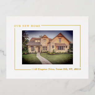 Simply Chic Photo New Home Moving Real Foil Invitation Postcard