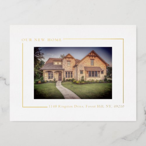 Simply Chic Photo New Home Moving Real Foil Invitation Postcard