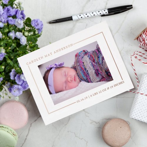 Simply Chic Photo Real Foil Birth Announcement