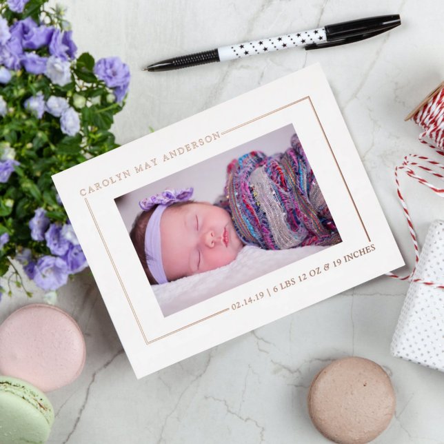 Simply Chic Photo Real Foil Birth Announcement (Creator Uploaded)