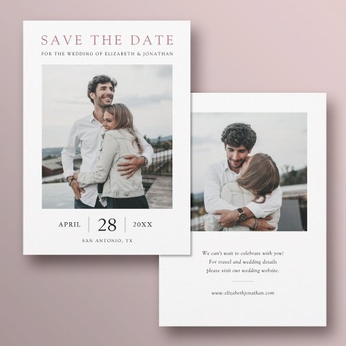 Simply Chic Rose Gold 2 Photo Wedding Save The Date