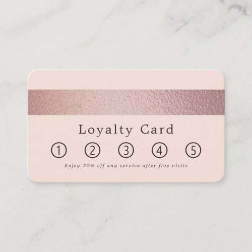 Simply Chic Rose Gold Foil Stripe On Blush Pink Loyalty Card