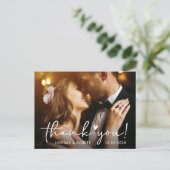 Simply Chic Script Wedding Photo Thank You Postcard (Standing Front)