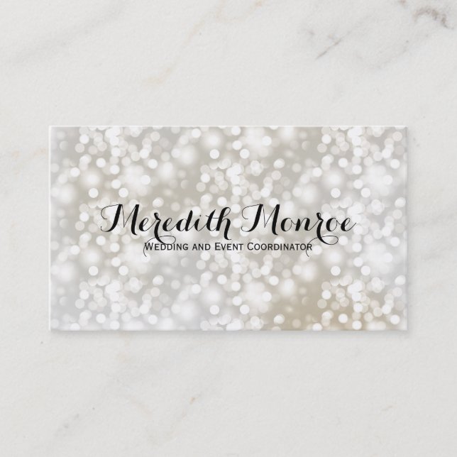 Simply Chic Silver and Gold Bokeh Business Cards (Front)