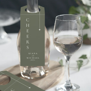 Simply Chic Wedding Cheers Moss Green ID1046 Bottle Hanger Tag