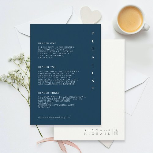 Simply Chic Wedding Details Prussian Blue ID1046 Enclosure Card