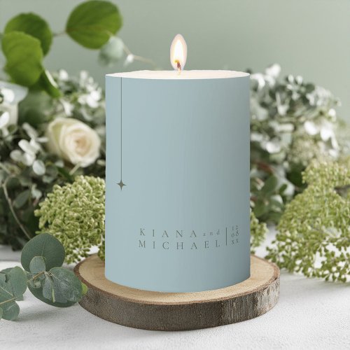 Simply Chic Wedding Dusty Teal ID1046 Pillar Candle