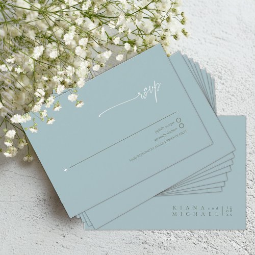 Simply Chic Wedding Dusty Teal ID1046 RSVP Card