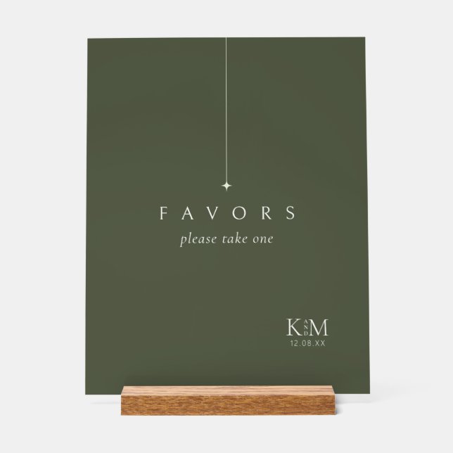 Simply Chic Wedding Favors Moss Green ID1046 Acrylic Sign (Front)