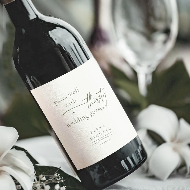 Simply Chic Wedding Humor Pearl White ID1046 Wine Label (Creator Uploaded)