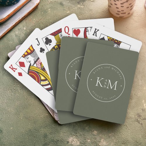 Simply Chic Wedding Initials Nature Moss ID1046 Poker Cards