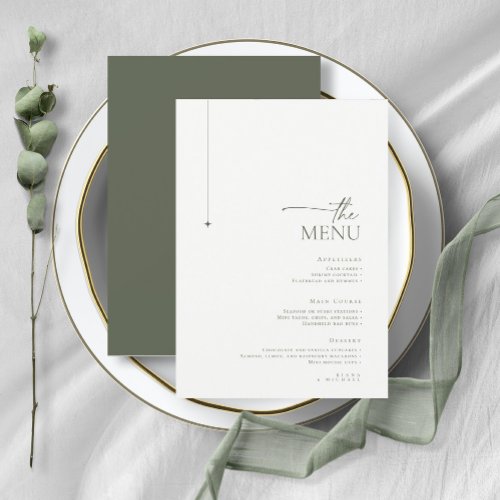 Simply Chic Wedding Menu PearlMoss Green ID1046