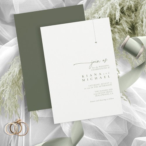 Simply Chic Wedding PearlMoss Green ID1046 Invitation