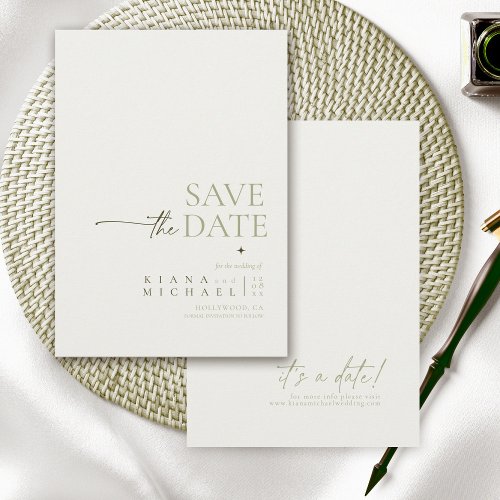 Simply Chic Wedding Pearl White Vert ID1046 Save The Date