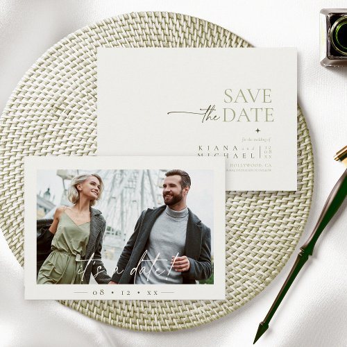 Simply Chic Wedding Photo Pearl White ID1046 Save The Date