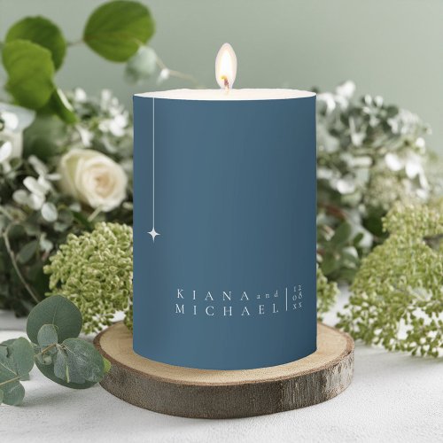 Simply Chic Wedding Prussian Blue ID1046 Pillar Candle