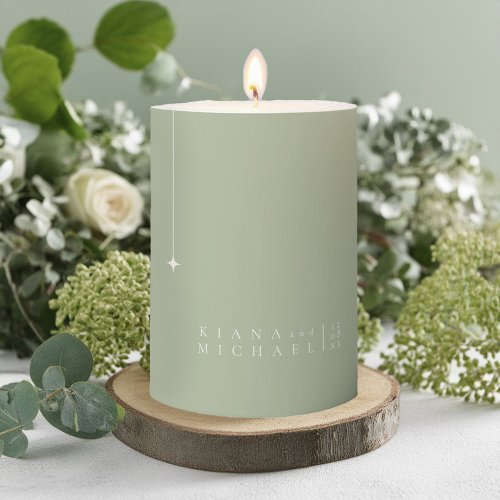 Simply Chic Wedding Sage Green ID1046 Pillar Candle