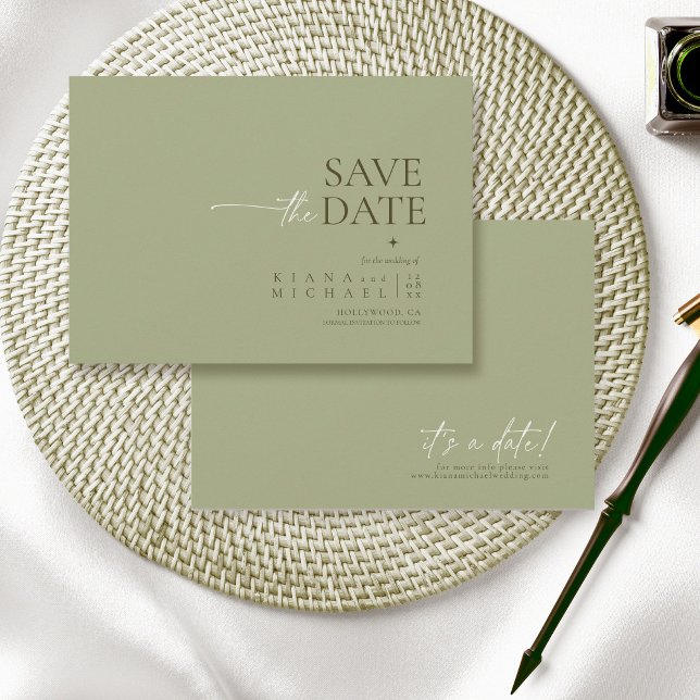 Simply Chic Wedding Sage Green ID1046 Save The Date (Creator Uploaded)