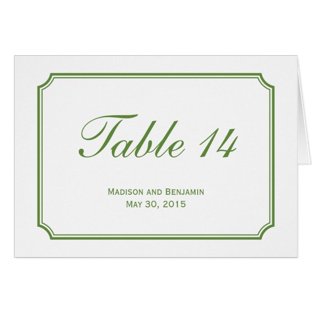 Simply Chic Wedding Table Number Card (Front Horizontal)