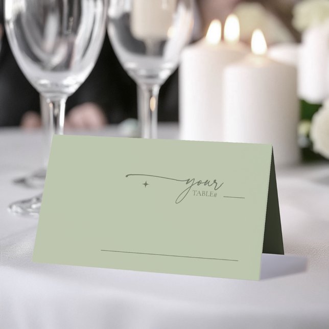 Simply Chic Wedding Table Sage Green ID1046 Place Card (Creator Uploaded)