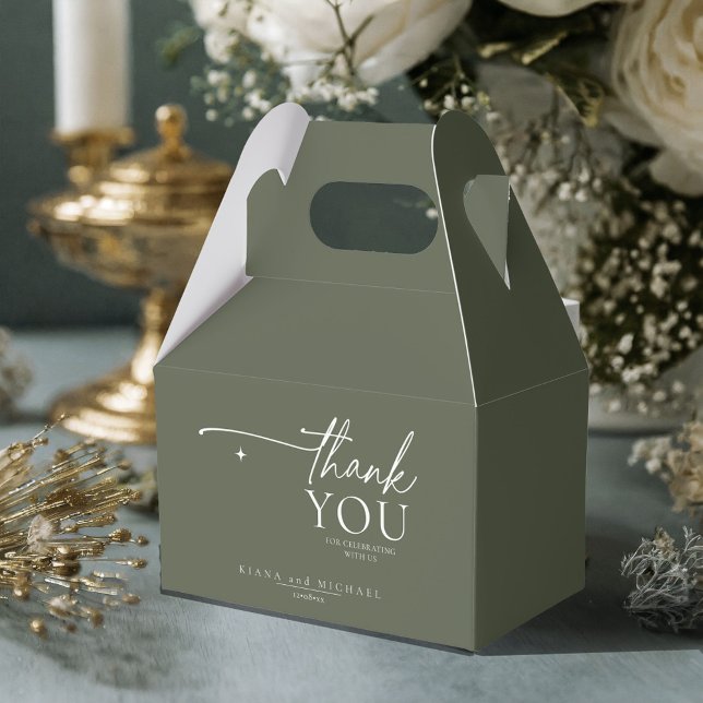 Simply Chic Wedding Thank You Moss Green ID1046 Favor Boxes (Creator Uploaded)