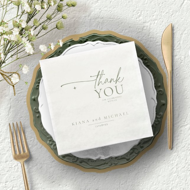 Simply Chic Wedding Thank You Pearl White ID1046 Paper Dinner Napkins (Creator Uploaded)