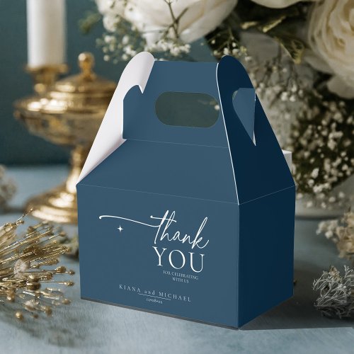 Simply Chic Wedding Thank You Prussian Blu ID1046 Favor Boxes