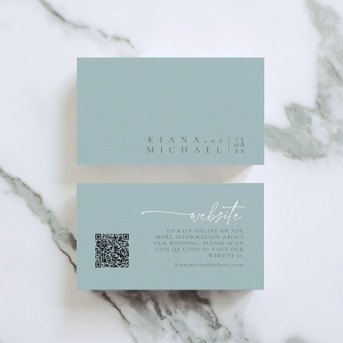 Simply Chic Wedding Website Dusty Teal ID1046 Enclosure Card