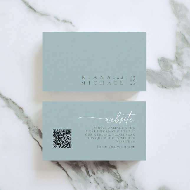 Simply Chic Wedding Website Dusty Teal ID1046 Enclosure Card (Creator Uploaded)