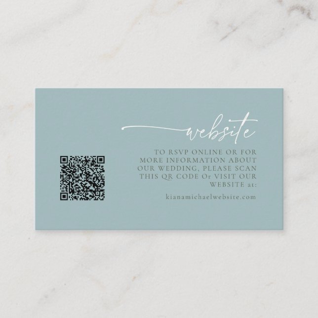 Simply Chic Wedding Website Dusty Teal ID1046 Enclosure Card (Front)