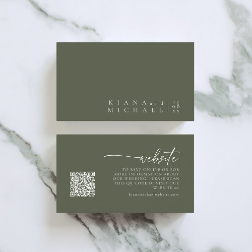Simply Chic Wedding Website Moss Green ID1046 Enclosure Card