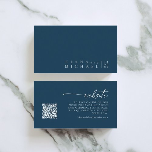 Simply Chic Wedding Website Prussian Blue ID1046 Enclosure Card