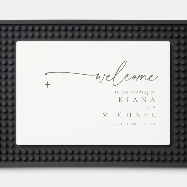 Simply Chic Wedding Welcome Pearl White ID1046 Bar Mat (Front (Close Up))