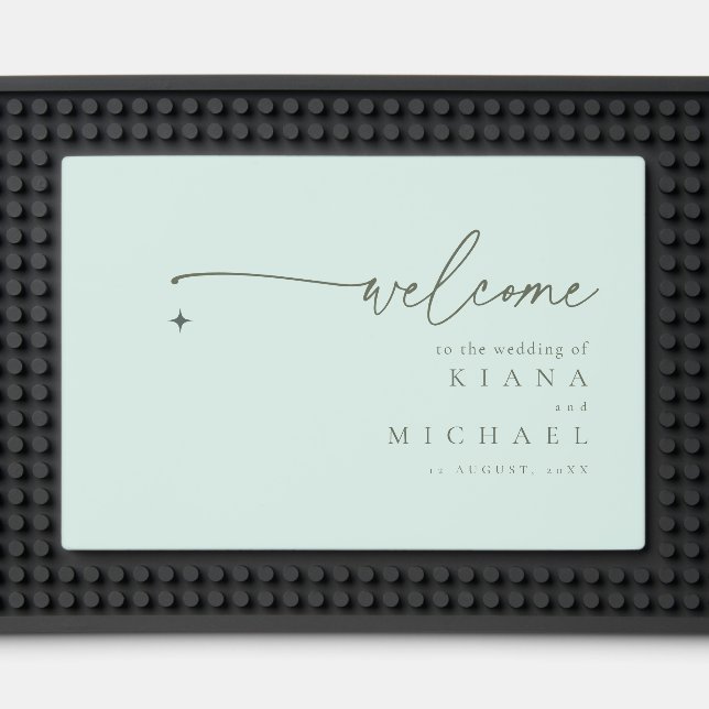 Simply Chic Wedding Welcome Sea Glass ID1046 Bar Mat (Front (Close Up))