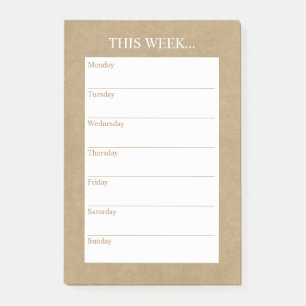Simply Chic Weekly Planner   Rustic Kraft Post-it Notes