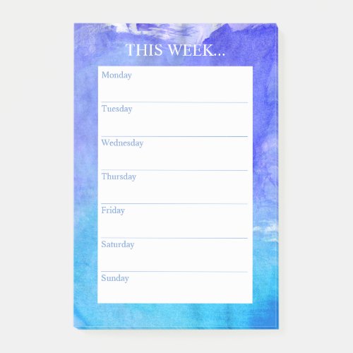 Simply Chic Weekly Planner  Watercolor Blue Post_it Notes