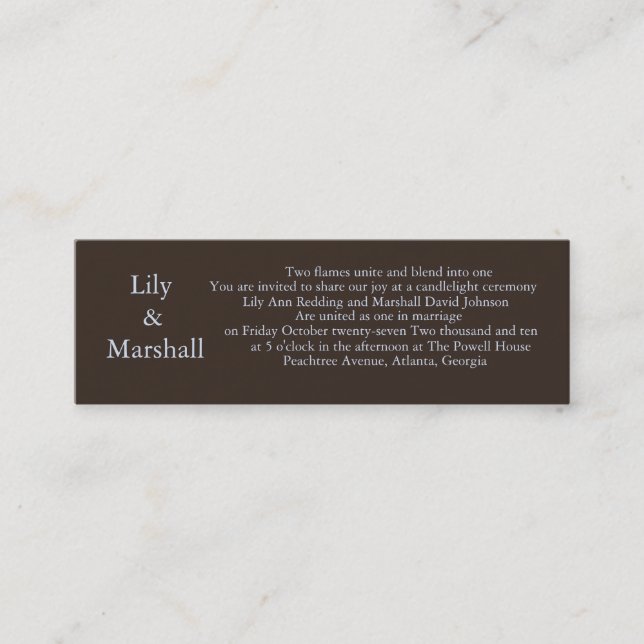 Simply Chocolate Wedding Invite (Front)