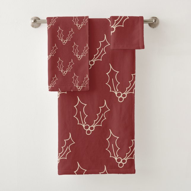 Simply Christmas Collection - Holly Bath Towel Set (Insitu)