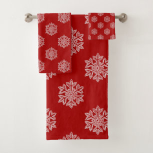 Simply Christmas Collection Red & White Snowflake Bath Towel Set