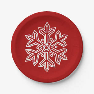 Simply Christmas Collection Red & White Snowflake Paper Plates