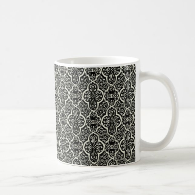 Simply Classic Damask Mug, Black Coffee Mug (Right)